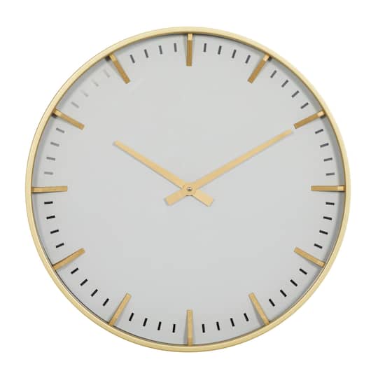 CosmoLiving by Cosmopolitan White Glass Contemporary Wall Clock